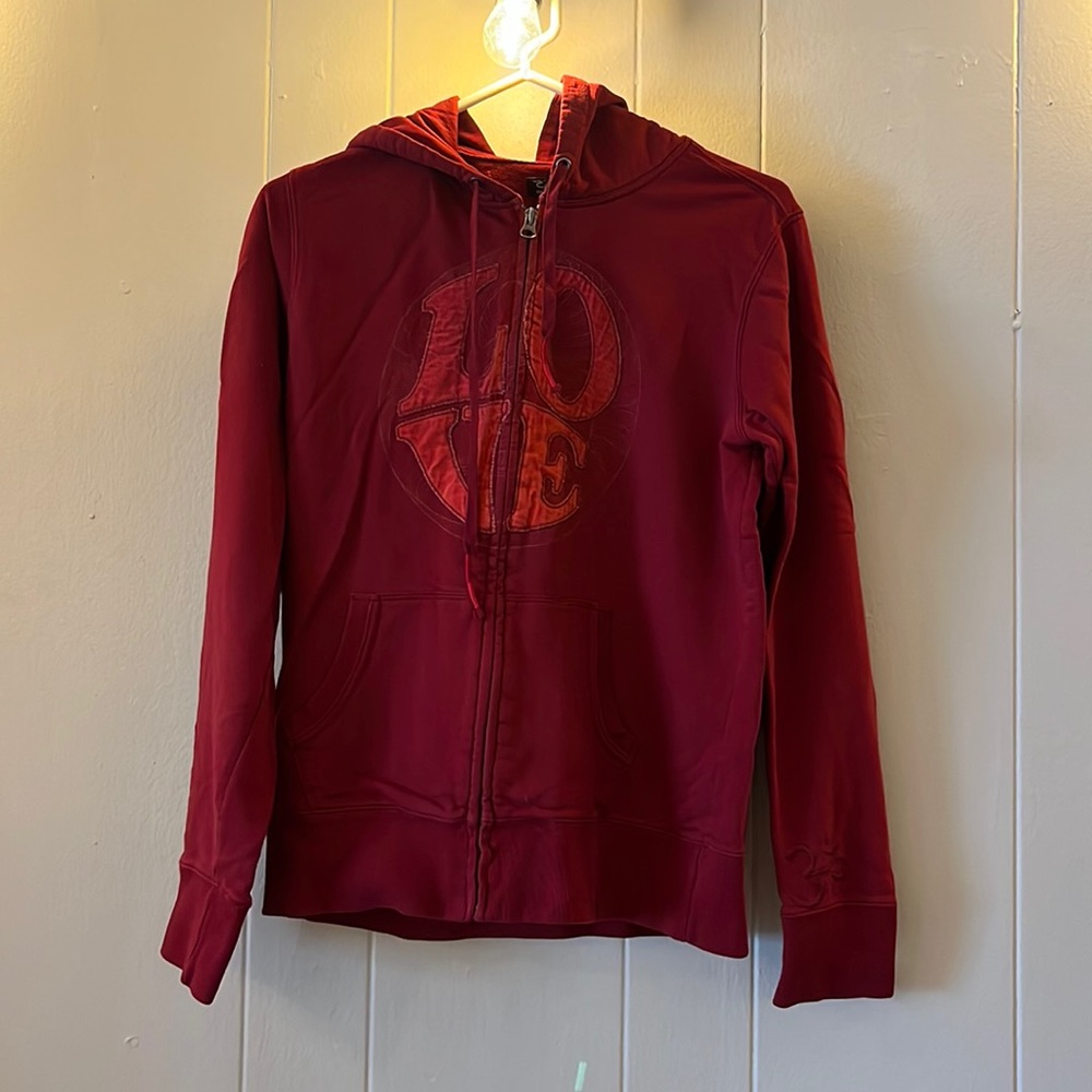 Red lucky brand love zip up